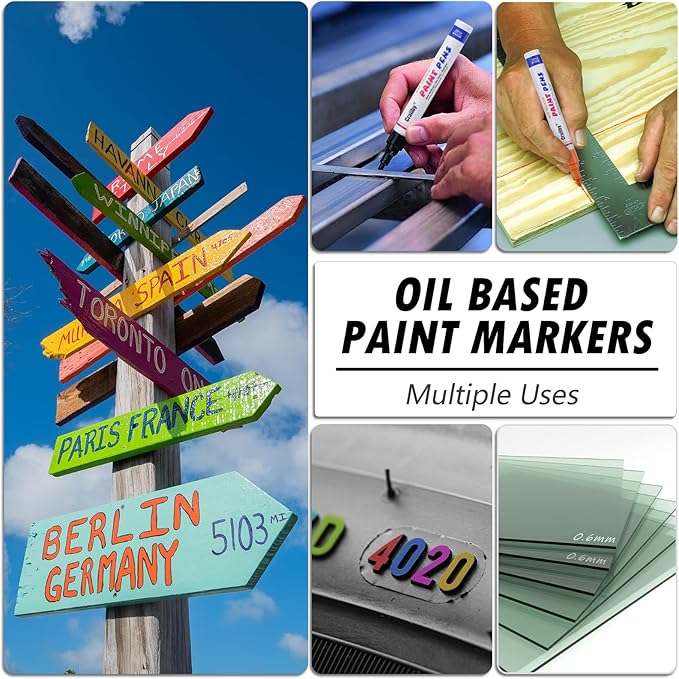 Orange Paint Markers, 5 Pack Oil-Based Waterproof Quick Dry Permanent Paint Pen Set for Rocks Painting, Wood, Fabric, Plastic, Canvas, Glass, Mugs, Metal, Tire, Stone, DIY Craft