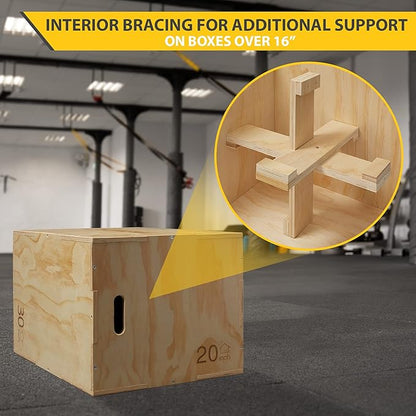 Philosophy Gym 3 in 1 Wood Plyometric Box - Jumping Plyo Box for Training and Conditioning
