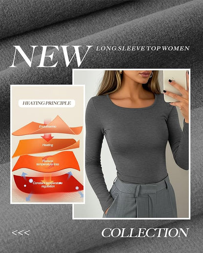 Neer 3 Pack Women's Thermal Shirts Long Sleeve Crew Neck Fleece Lined Undershirts Slim Fit Basic Tops Winter Base Layer