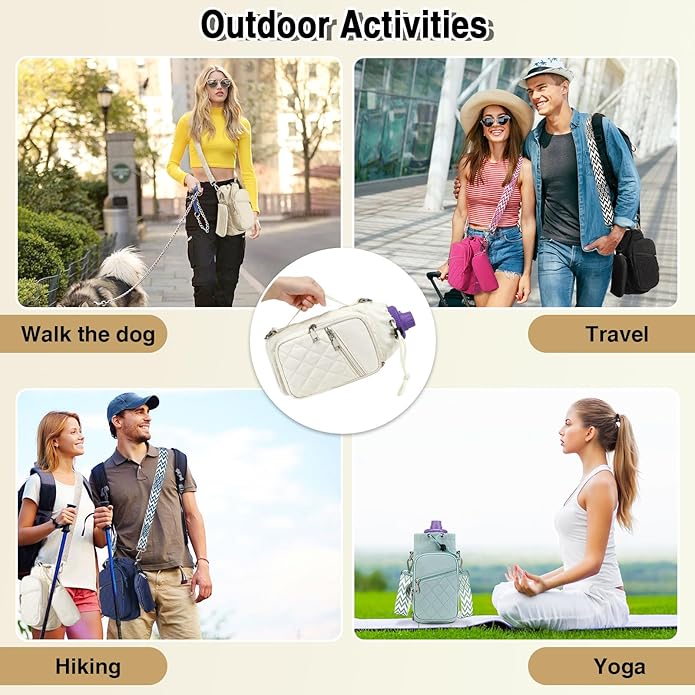 Water Bottle Carrier Bag with Strap, Water Bottle Holder Crossbody Bags for Women Men for Walking, Hiking,Cycling
