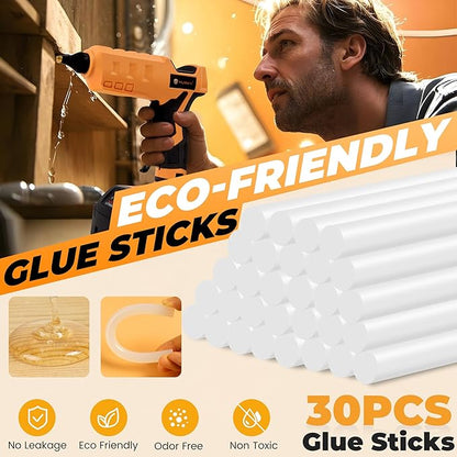 Mulwark Cordless Hot Glue Gun 100W for Milwaukee 18V Battery Handheld Wireless Power Glue Gun Full Size with 30pcs Glue Sticks for Wood, Glass, Home Repair, Arts & Crafts & DIY (battery not included)