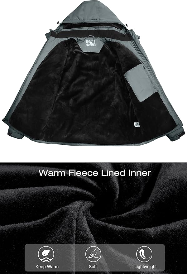 CAMELSPORTS Mens Winter Jacket Waterproof Warm Snow Ski Jackets Faux Fur Fleece Rain Coats with Removable Hood
