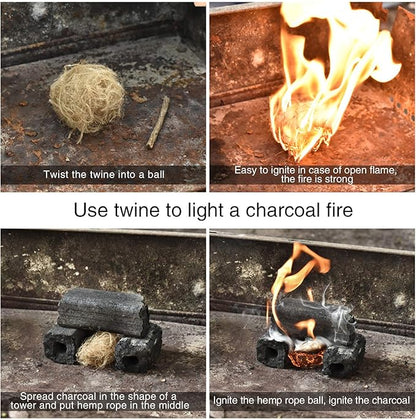 GOLDACE100% Windproof, Rainproof and Moisture- Emergency Survival Tool Kits| Long-Lasting Fire Starters for Campfires| Camping Cooking Kindling Tinder| fire Rope Hemp core| Unlimited Shelf Life