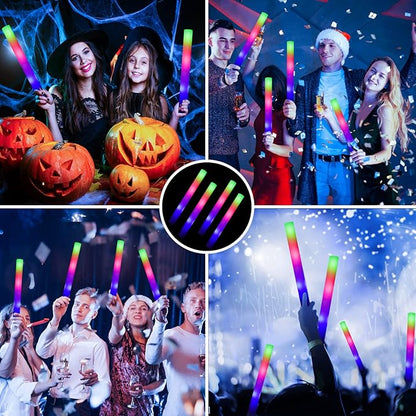 Glow Sticks Bulk 150 Pcs - Light up Foam Sticks with 3 Modes Colorful Flashing Effect, Led Lights Glow in The Dark Party Supplies for Wedding Concert Raves Halloween Christmas