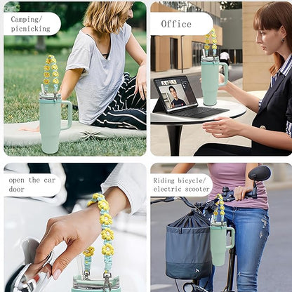 Outman Cup Accessories Set Water Bottle Holder Sling,Siliocne Straw Cover,Lipstick Holder Fits Most 16-40oz Water Bottles Compatible with Stanley Cup