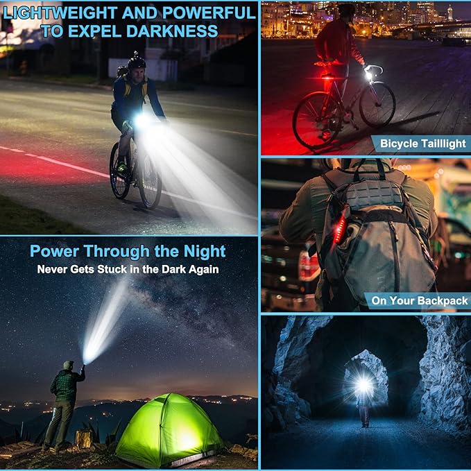 Bike Lights for Night Riding Gyhuego, Bright USB Rechargeable Front Bicycle Lights with Power Bank Function Easy to Install for Men Women Kids Road Mountain Safety Night Cycling