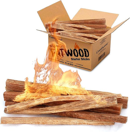 Fatwood Fire Starter Sticks 10 lbs | Premium Resin-Rich Pine Firewood | Fire Stick Ideal for Campfires, Fireplaces, Bonfires | Easy Fire Start with 2 Sticks | Camping Essentials | Comficove