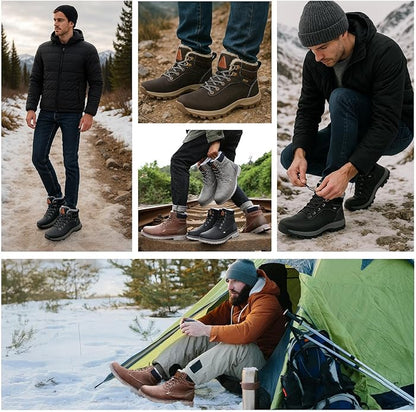 Mishansha Men's Waterproof Snow Boots, Insulated Warm Lined Winter Boot for Cold Weather, Non-Slip Outdoor Trekking Hiking Shoes Size 4-13.5