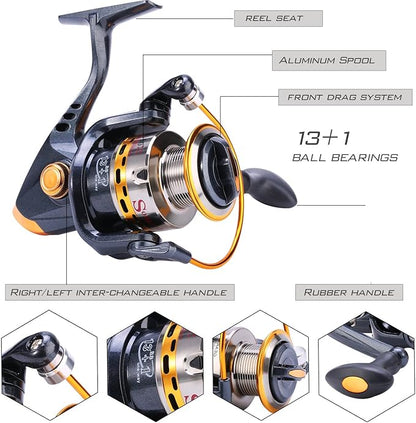 Sougayilang Fishing Rod Reel Combos Carbon Fiber Telescopic Fishing pole with Spinning Reel for Travel Saltwater Freshwater Fishing