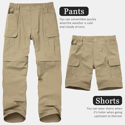 Mens Hiking Pants Convertible Lightweight Quick Dry Zip Off Waterproof Outdoor Travel Fishing Hunting Pants