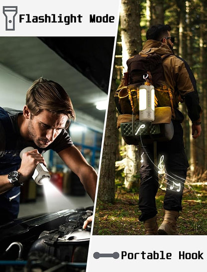 Rechargeable Camping Lantern with Bluetooth Speaker, 10000mAh, Portable LED Flashlight, Folding Lanterns, IP54 Waterproof, 4 Mode Stepless dimming, Power Outage Lantern for Home