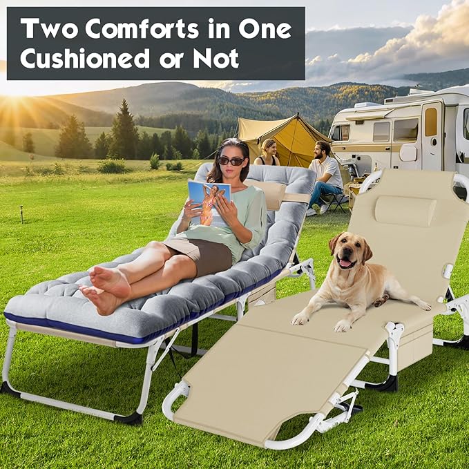 MOPHOTO Tanning Chair, Outdoor Sunbathing Lounge Chair 5-Position, Folding Chaise Lounger, Sun Tanning Lounger with Face Hole, Perfect for Pool Beach Patio
