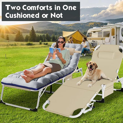 MOPHOTO Tanning Chair, Outdoor Sunbathing Lounge Chair 5-Position, Folding Chaise Lounger, Sun Tanning Lounger with Face Hole, Perfect for Pool Beach Patio