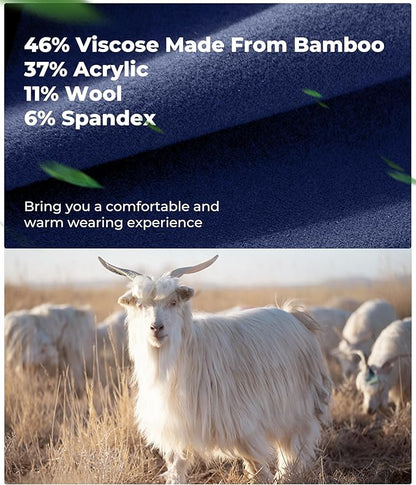 Men's Heavyweight Thermal Underwear Long Johns Bottom with Soft Wool Lining, Stretch Comfortable Base Layer for Cold Weather