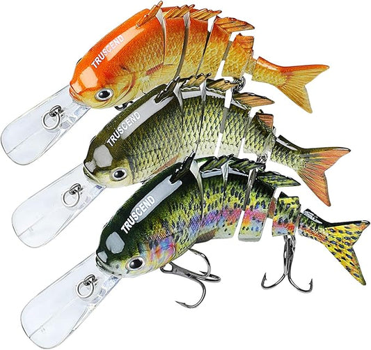 TRUSCEND Easy Catch Swimmax, Magic Noisy Turbulent Wiggling and Vibrating Actions for More Bites, Segmented Swimbait Jointed by Dyneema Strongest Fiber, Lifelike Fishing Lures for Relax Family Fishing
