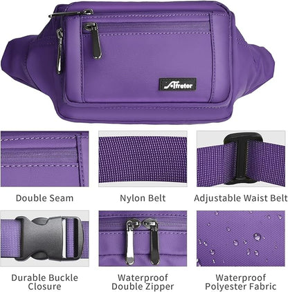 Waist Pack Bag Fanny Pack for Men&Women Hip Bum Bag with Adjustable Strap for Outdoors Workout Traveling Casual Running Hiking Cycling (Purple)