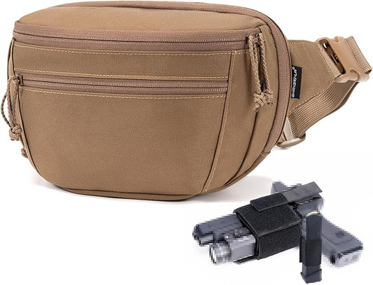 SHANGRI-LA Tactical Fanny Pack for Men and Women, Low-Profile Waist Bag, Holster Included, Multi-Use for Hiking, Travel, EDC