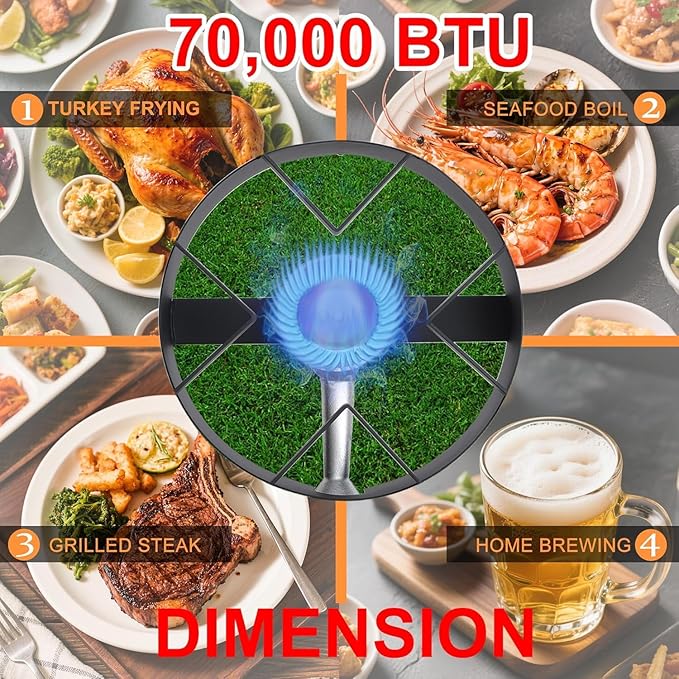 Single Burner Propane Camp Stove | Portable Table Top Gas Grill | High Pressure Gas Stove with 20 PSI Regulator & Hose - for Outdoor Camping Home Brewing Turkey Fry 32.3 * 15.7 * 15.7 in