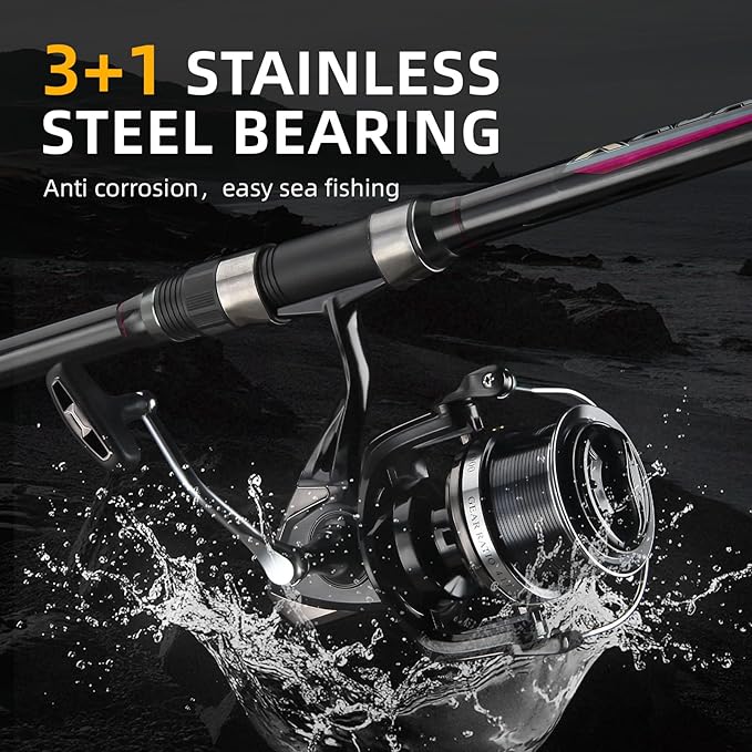 HAUT TON 8000/10000/12000 Big Game Surf Spinning Fishing Reel,20KG Drag Power. Backlash-Free Bearings,Metal Reel Seat,Zinc Alloy Gear for Saltwater Inshore and Offshore Fishing