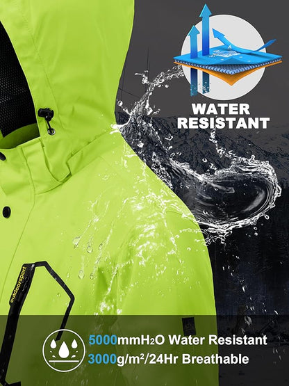 MAGCOMSEN Men's Lightweight Windbreaker Rain Jacket Raincoat with Detachable Hood for Hiking Fishing Activewear