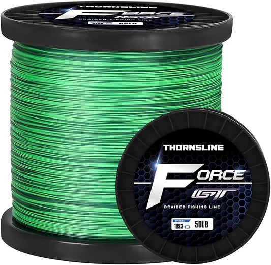 ThonrsLine Force Braided Fishing Line - Incredible Abrasion Resistant Braided Lines for Saltwater or Freshwater - Camo Design Braid for Extra Visibility