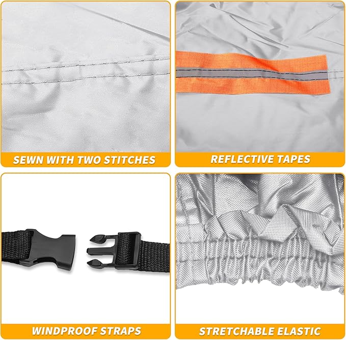 Universal Car Cover Waterproof All Weather 190T-PU, UV Sun Rain Protection, Fits for Truck Length 243"-250", with Left Side Zipper, Silver Tone