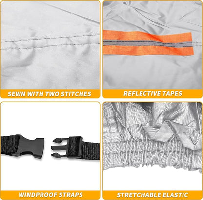 Universal Car Cover Waterproof All Weather 190T-PU, UV Sun Rain Protection, Fits for Truck Length 243"-250", with Left Side Zipper, Silver Tone