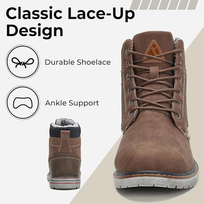 Mishansha Men's Waterproof Snow Boots, Insulated Warm Lined Winter Boot for Cold Weather, Non-Slip Outdoor Trekking Hiking Shoes Size 4-13.5