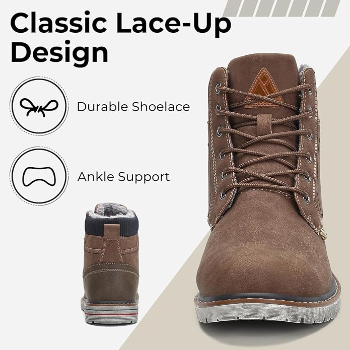 Mishansha Men's Waterproof Snow Boots, Insulated Warm Lined Winter Boot for Cold Weather, Non-Slip Outdoor Trekking Hiking Shoes Size 4-13.5