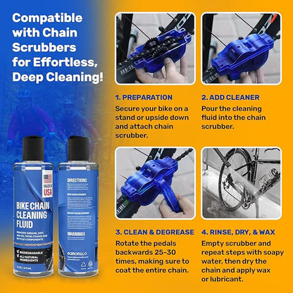 Bicycle Chain & Component Cleaning Fluid - 16oz Chain Degreaser Works in Minutes - Made in USA - Compatible With All Chain Scrubbers Or Apply Directly To Chain - Bike, Motorcycle & Chainsaw Chains