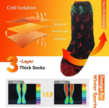 Sunew Warm Thermal Socks 4 Pack, Mens Womens Winter Heated Outdoor Skiing Thermal Socks