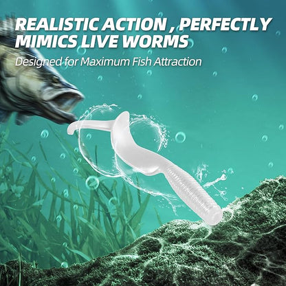 Curly Style Tail Worms Fishing Lures – Realistic Wavy Tail Soft Bait Grub Swimbaits for Saltwater & Freshwater Fishing, Available in 4 Inch & 6 Inch, Perfect for Bass, Trout, Crappie, & More