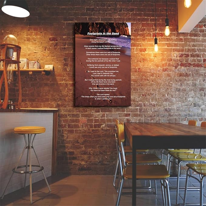 Footprints in The Sand Poem Wall Art Poster Decorative Painting Print Modern Home Bedroom Living Room Decoration Canvas Wall Art Aesthetic (08×12inch Unframed)