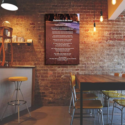 Footprints in The Sand Poem Wall Art Poster Decorative Painting Print Modern Home Bedroom Living Room Decoration Canvas Wall Art Aesthetic (08×12inch Unframed)