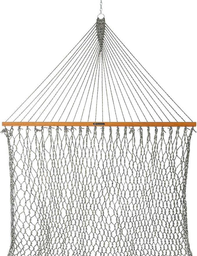 Original Pawleys Island Deluxe Green Oatmeal Heirloom DuraCord Rope Hammock – 13 ft. x 65 in, 2-Person, 450 lb Capacity, Oak Spreader Bar, Zinc-Plated Hardware, Handcrafted in The USA