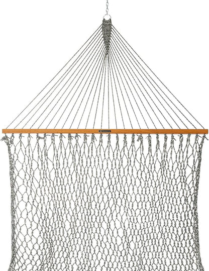 Original Pawleys Island Deluxe Green Oatmeal Heirloom DuraCord Rope Hammock – 13 ft. x 65 in, 2-Person, 450 lb Capacity, Oak Spreader Bar, Zinc-Plated Hardware, Handcrafted in The USA
