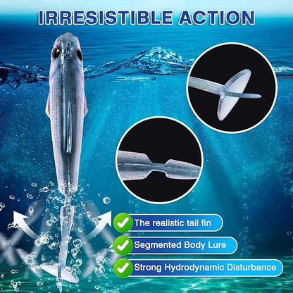 2.5/3.5In Swim Baits for Bass Fishing, Pre-Rigged Jig Heads Soft Plastic Walleye Fishing Lures, Paddle Tail Swimbaits for Bass Fishing, Fishing Bait for Freshwater Saltwater Gifts