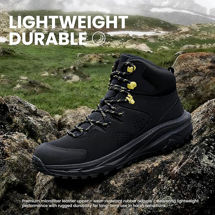 Men’s Waterproof Hiking Boots Lightweight Comfortable Durable Slip-Resistant All-Terrain Mid Shoes for Outdoor & Daily Wear
