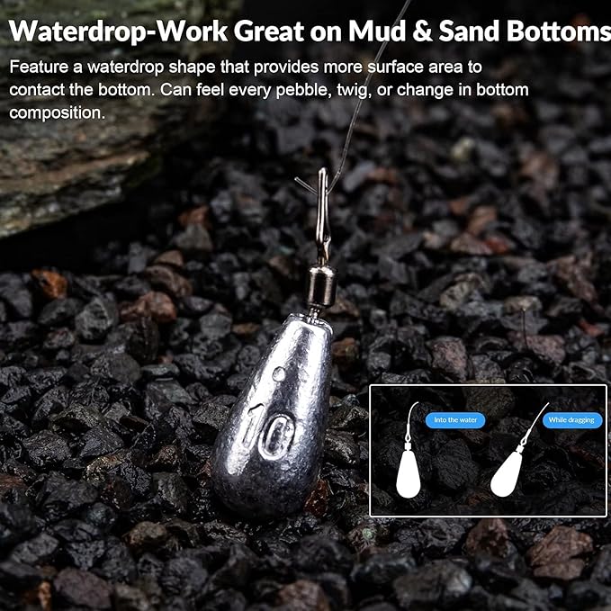 THKFISH Fishing Weights Sinkers Set, 60PCS Fishing Sinker Drop Shot Weights Kit,Drop Shot Rig Wacky Hooks for Saltwater Freshwater Bass Fishing