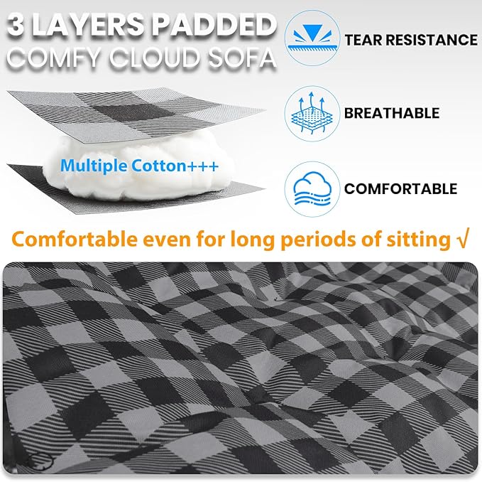Padded Double Camping Chair Folding Loveseat 2 Person Camp Chair Heavy Duty Lawn Chairs Camping Couch Outdoor Sofa