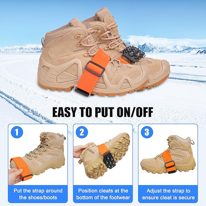 Mid-Sole Ice Cleats for Shoes and Boots Non Slip Ice Shoes Gripper Crampons for Hiking Boots Women Men Outdoor Indoor Traction Cleat Walking on Snow Winter Ice Fishing Gear