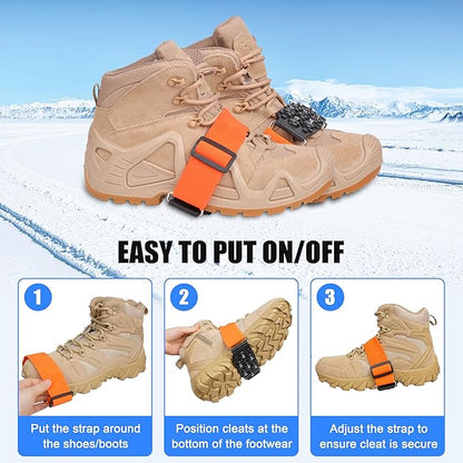 Mid-Sole Ice Cleats for Shoes and Boots Non Slip Ice Shoes Gripper Crampons for Hiking Boots Women Men Outdoor Indoor Traction Cleat Walking on Snow Winter Ice Fishing Gear
