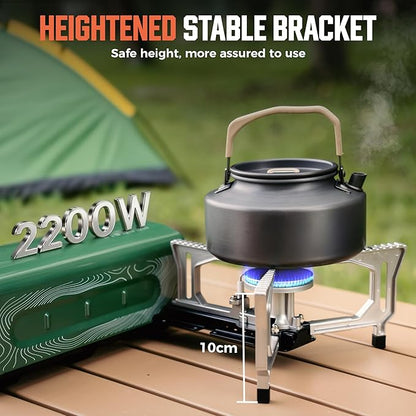 BIG HORN OUTDOORS Butane Camping Stove, Portable Folding Gas Burner with Carry Bag for Camping, Emergency Use and Outdoor Cooking