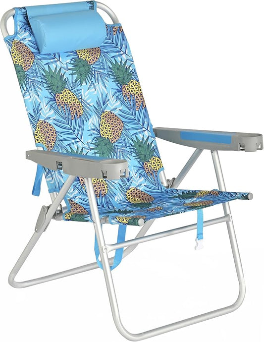 SUNNYFEEL Oversized Tall Folding Beach Chair Lightweight, 17" Portable Sand Chair for Adults Heavy Duty 500 LBS with Cup Holders, Foldable High Camping Lawn Chairs for Camp/Outdoor/Picnic/Sports