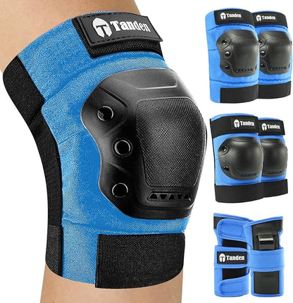 Skateboard Protective Gear Knee Pads and Elbow Pads Set, Elbow and Knee Pads for Roller Skating Wrist Guards Skateboarding Pads