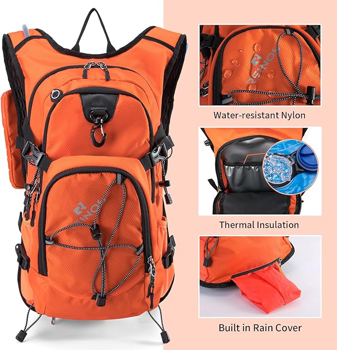 Hydration Backpack Pack with 2L Water Bladder 18L Hiking Backpack Women Men Lightweight Hydropack Insulated Daypack for Biking, Running, Festival