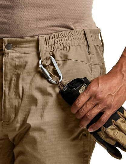 CQR Men's Flex Stretch Tactical Pants, Water Resistant Ripstop Cargo Pants, Lightweight EDC Outdoor Work Hiking Pants