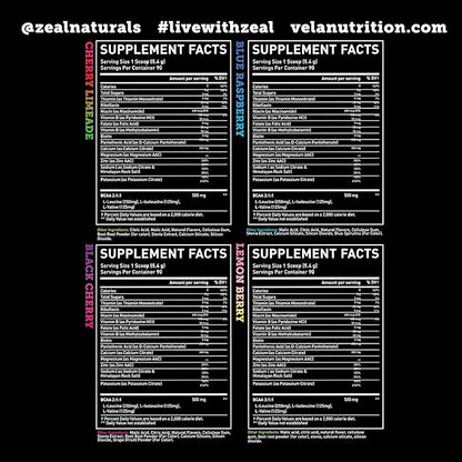 Zeal Naturals Enhanced Electrolyte Powder Stick Packs (Variety Pack - 20 Packets) Sugar Free + BCAA B-Vitamins & Pink Himalayan Salt - Keto Electrolytes, Hydration Powder