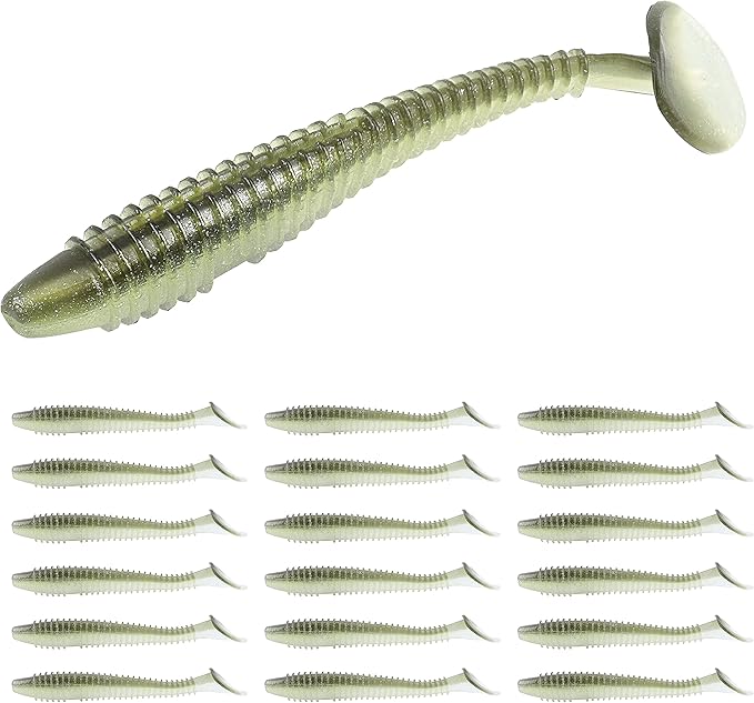 RUNCL Swimbaits Paddle 10/20/30/40PCS, 5/4/3/2 Inchs Paddle Tail, Soft Lure for Trout Crappie Bass, Durable Plastic Bait Swimmer for Saltwater/Freshwater, Fishing Lover's Gift
