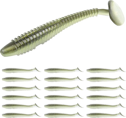 RUNCL Swimbaits Paddle 10/20/30/40PCS, 5/4/3/2 Inchs Paddle Tail, Soft Lure for Trout Crappie Bass, Durable Plastic Bait Swimmer for Saltwater/Freshwater, Fishing Lover's Gift
